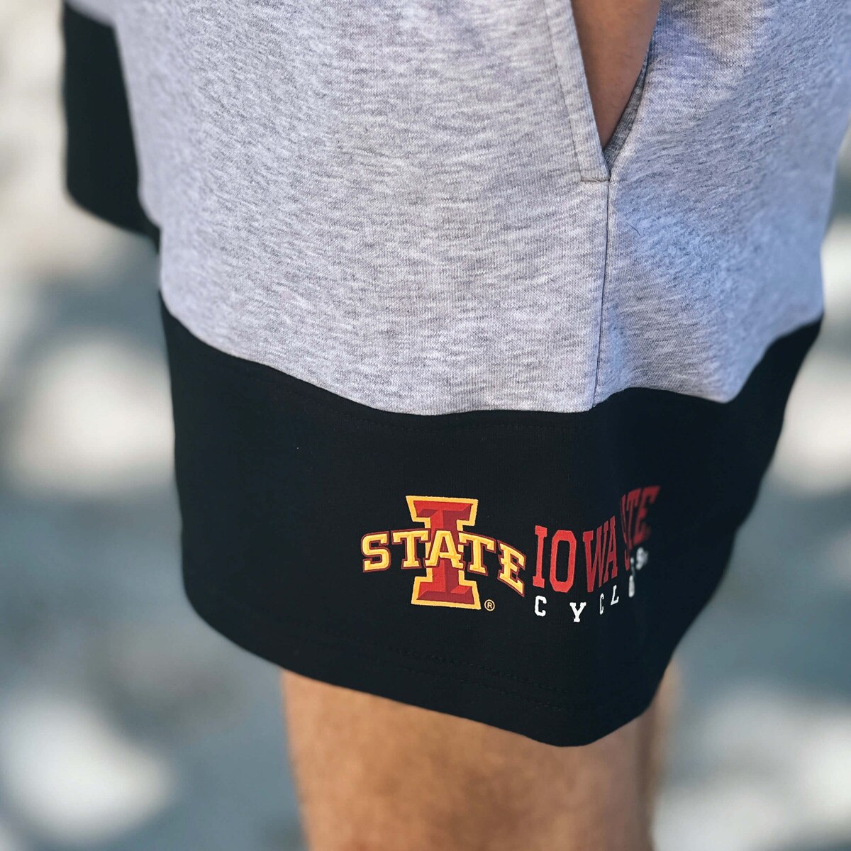 Champion I-State Gray Colorblock Fleece Shorts